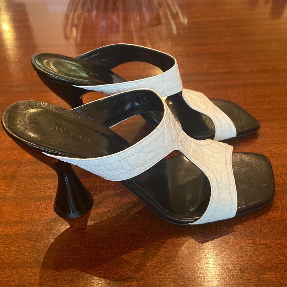 BY FAR Nadia Optic White Circular Croco Embossed Leather size 38 NWOT